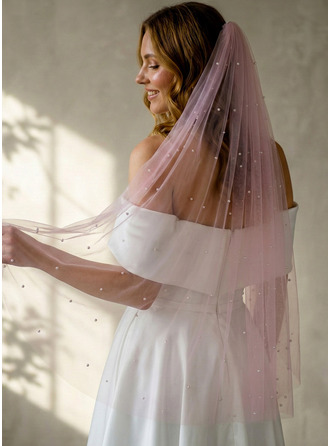Pearl Cut Edge Single Tier Bridal Short 30" Wedding Veils