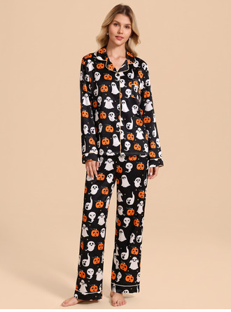 Halloween Ghost Pumpkin Printed Pajamas Set