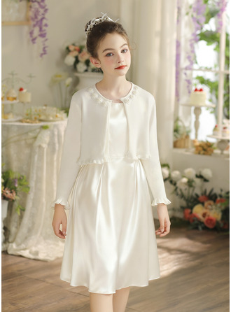 Perlen Baumwolle Faux-Perlen Lange Ärmel Blumenmädchen Strickjacke Bolero & Stola 