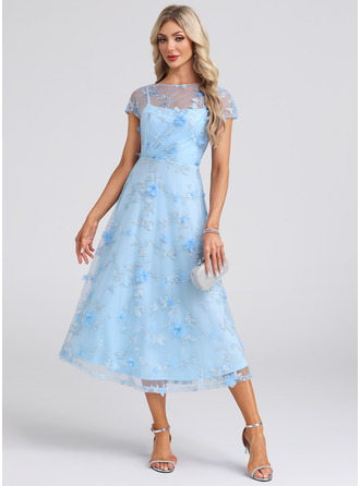 Flower Tulle Midi Dress