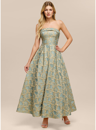 Straight Strapless Jacquard Dress