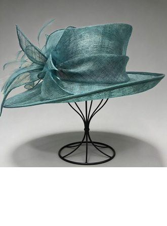 Mujer ala abatible plumas flores sinamay cóctel el derby de kentucky sombreros de la iglesia 