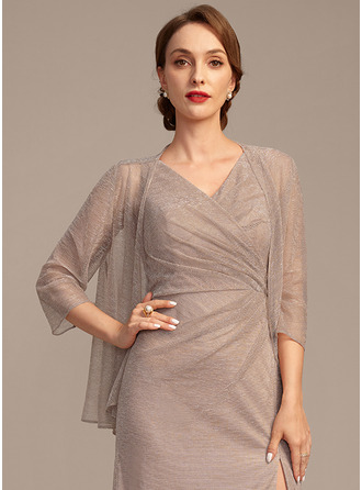 ポリエステル 3/4袖 夕方 母親の キラキラ ジャケット/ラップ 