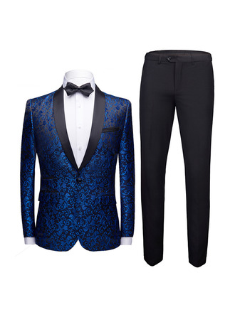 Jacquard 2 Piece Single Breasted Men's Prom Tuxedo Suit 
