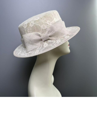 Mujer borde lazo encaje sinamay el derby de kentucky sombreros de bodas 