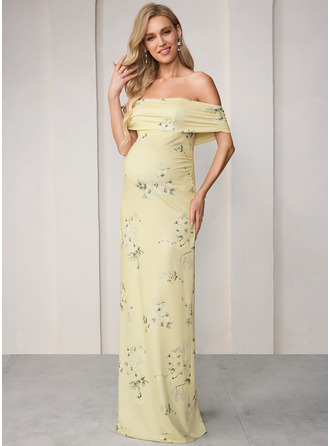 Gravid Klänning Maxi i Jersey med Off-shoulder Axelbandslös