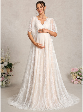 Vestido premamá línea a de encaje