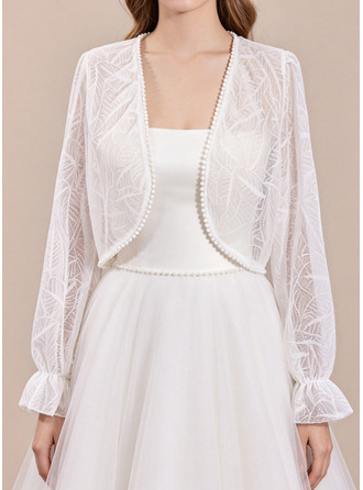 Tulle manches longues mariage boléro boléros avec perles