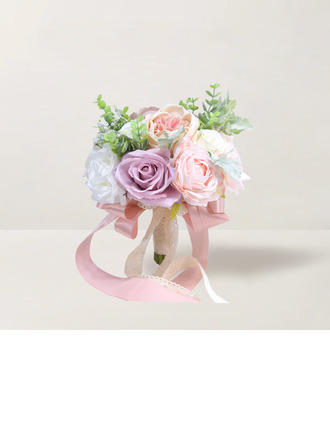 Artificiel fleurs de mariage forme du bouquet fleur en soie rosiers bouquets de mariée 