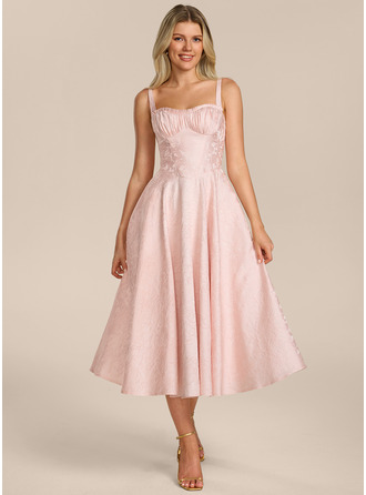 Escote cuadrado sin mangas jacquard vestido