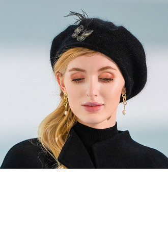 Béret chapeau femmes élégante hiver papillon plume synthétique coton mariage cocktail 