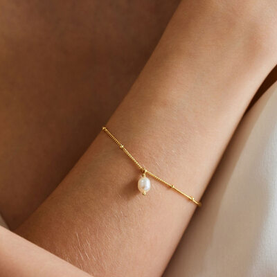 Minimalistinen epäsäännöllinen makeanveden helmi chain & link rnnekorut 