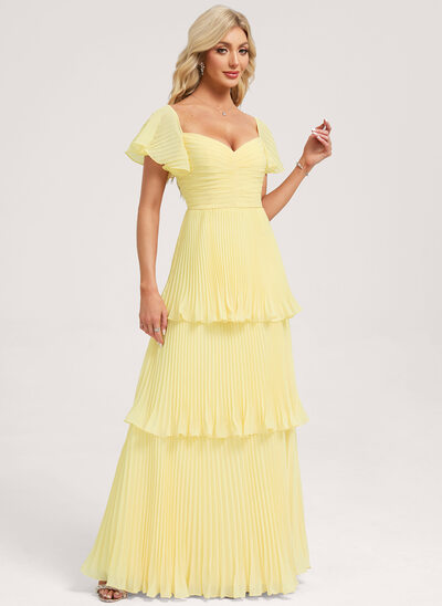 A-line Pleated Chiffon Dress