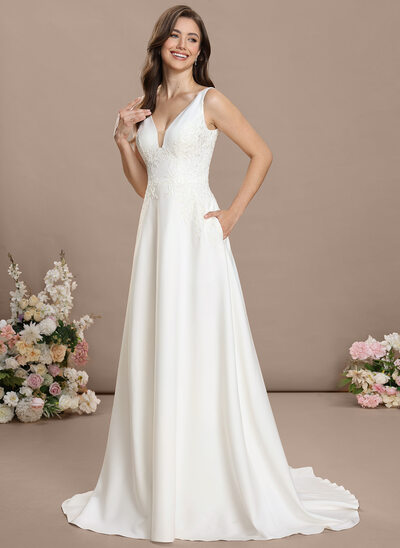 A-line Pockets Lace Dress