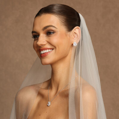 Elegant Cubic Zirconia Wedding Earrings Necklace Jewelry Sets (Set of 2) 