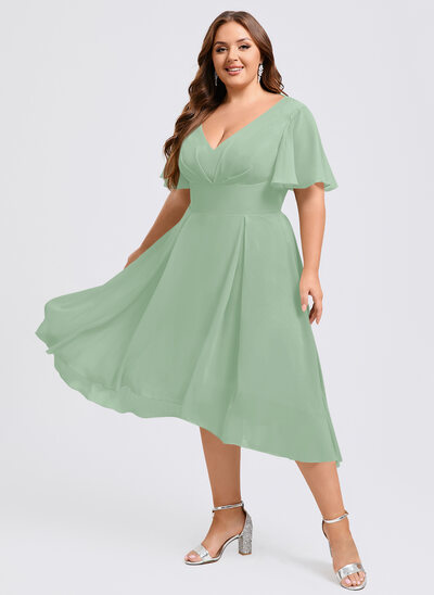 A-line Ruffle Chiffon Dress
