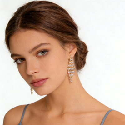 Brillante cristallo nappe orecchini penzolanti matrimonio gioielli per donne