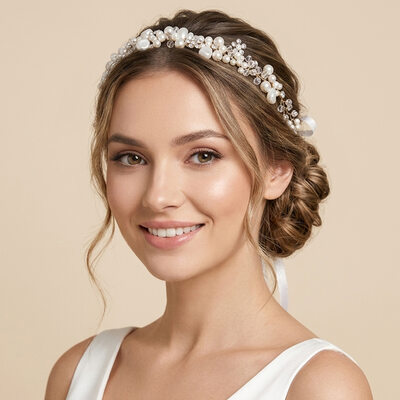 Tocado de boda crystal perlas enredadera de pelo para novia