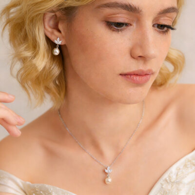 Bridal Rhinestone Wedding Earrings Necklace Jewelry Sets (Set of 2) 