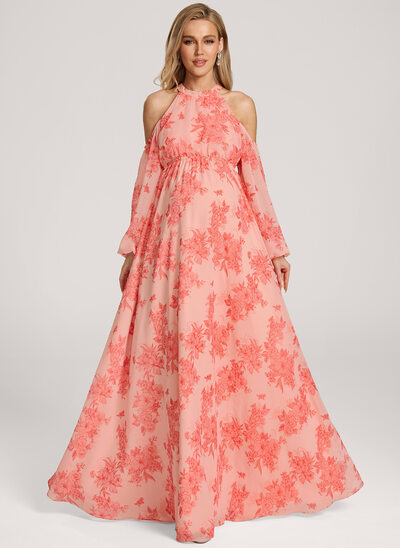 A-line Halter Chiffon Maternity Dress