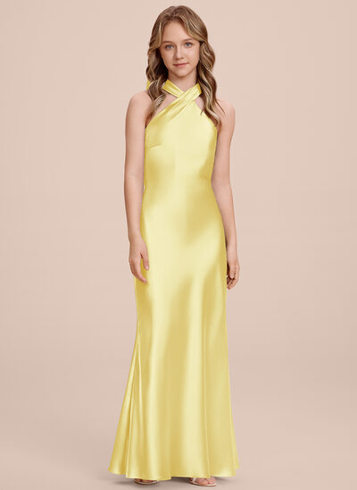 Kjole Slire i Stretch sateng med Sløyfe