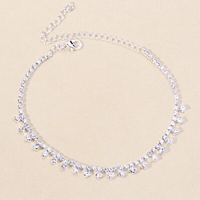 Pave Rhinestone Beach Wedding Charm Anklets For Bridal & Bridesmaid