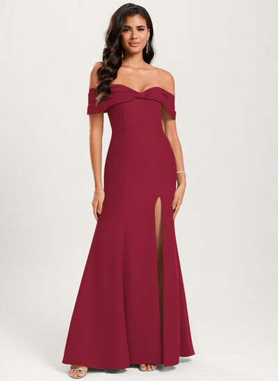 Jurk zeemeermin van chiffon met off-shoulder ruches