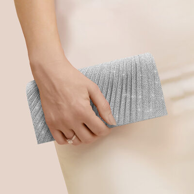 Elegant Party Evening Polyester Clutch Bags in Silver 
