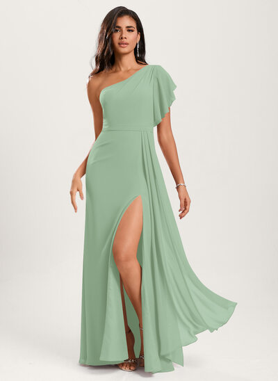 Trumpet/Mermaid One Shoulder Ruffle Chiffon Dress
