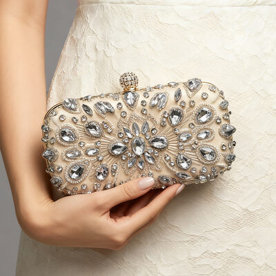 Tekojalokivi vintage häät juhla ilta polyesteri kytkinlaukut sisään samppanja 