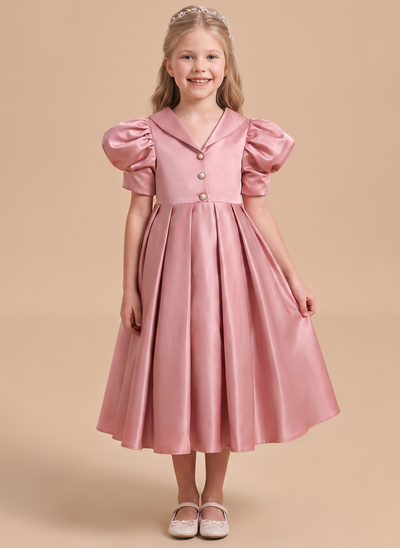 Vestido línea a de satén