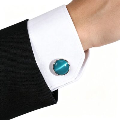 JJ's House Classic Copper Cat's Eye Stone Cufflinks