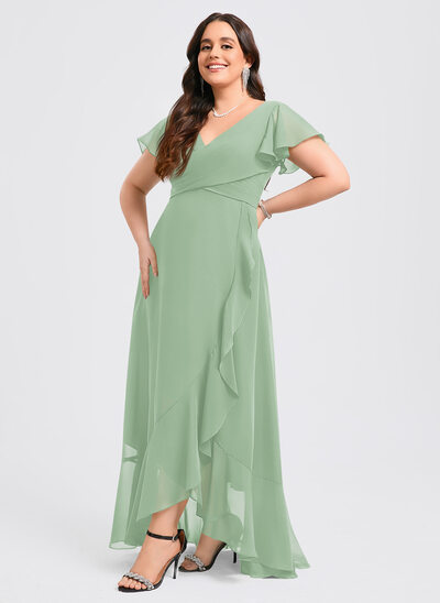 A-line Ruffle Chiffon Dress