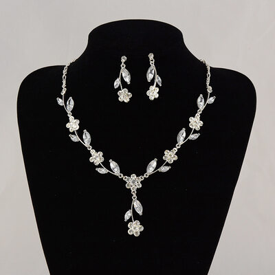 Elegant Rhinestone Wedding Earrings Necklace Jewelry Sets (Set of 2) 