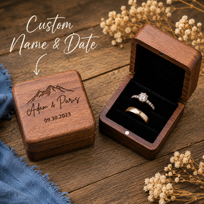 1 PC Personalized Ring Box Bride Gifts Wooden