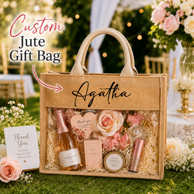 1 pc personalizzato sacchetto regalo in juta sposa regali lino