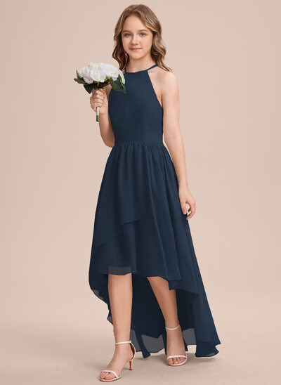 Kjole A-line kjole i Chiffon med Brusende Volanger