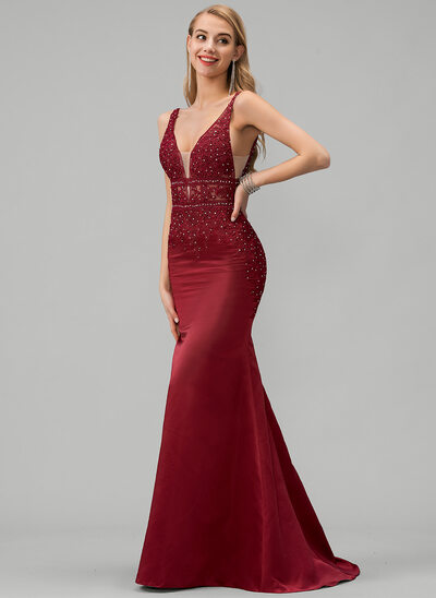 Kleid in Meerjungfrau-Linie mit Pailletten aus Satin