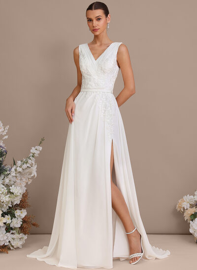 Vestido línea a multiposición de encaje