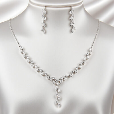 Elegant Cubic Zirconia Wedding Earrings Necklace Jewelry Set Jewelry Sets (Set of 2) 