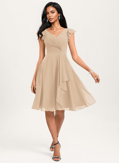 A-line Ruffle Chiffon Dress