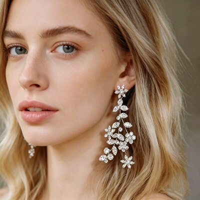Blomst Rhinestone Statements-øredobber Bryllup Smykker For kvinner
