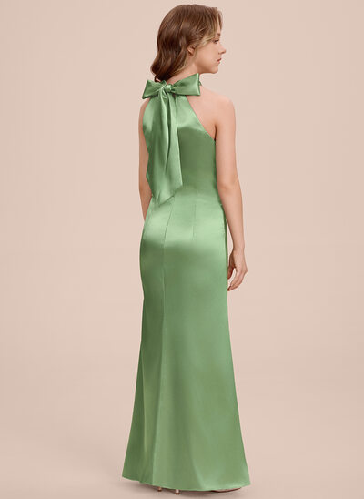 Sheath/Column Bow Stretch Satin Dress