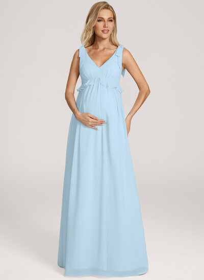 A-line Ruffle Chiffon Maternity Dress