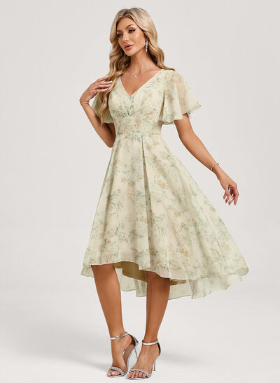 A-line Ruffle Chiffon Dress