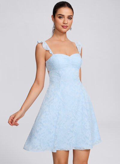 A-line Sweetheart Short Jacquard Homecoming Dress With Ruffle 