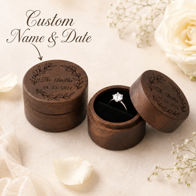 1 PC Personalized Ring Box Bride Gifts Wooden