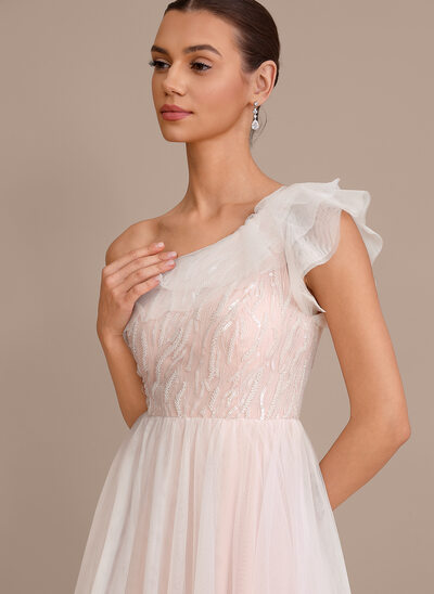 Vestido línea a con lentejuelas de tul