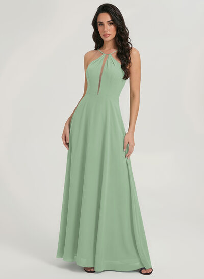 A-line Halter Chiffon Dress
