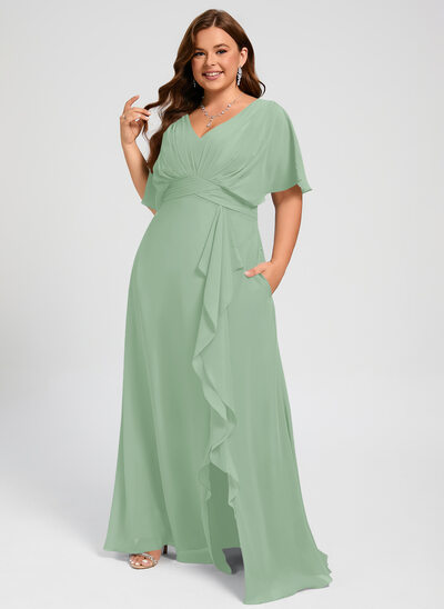 A-line Ruffle Chiffon Dress
